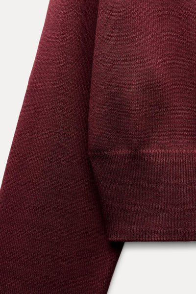 Cropped Knit Sweater with Wide Sleeves